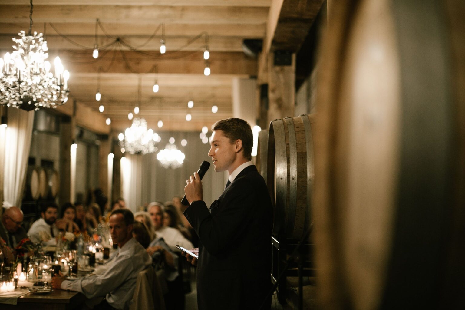 A wedding reception speech at Lightfoot & Wolfville Vineyards