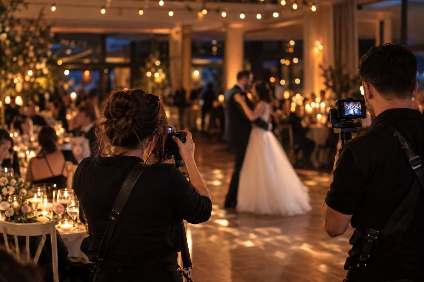 Videographer filming a first dance